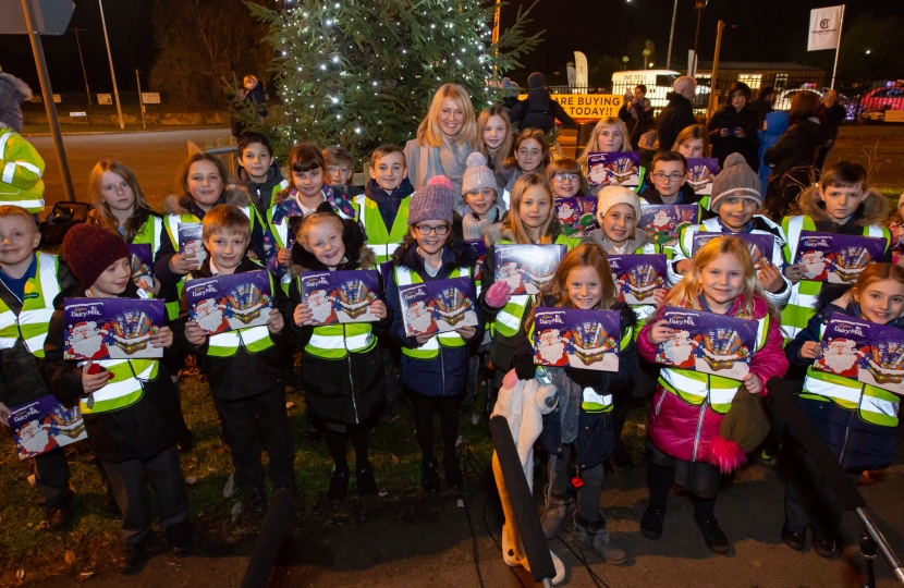 Pupils from Lostock Gralam Primary School with their selection boxes!