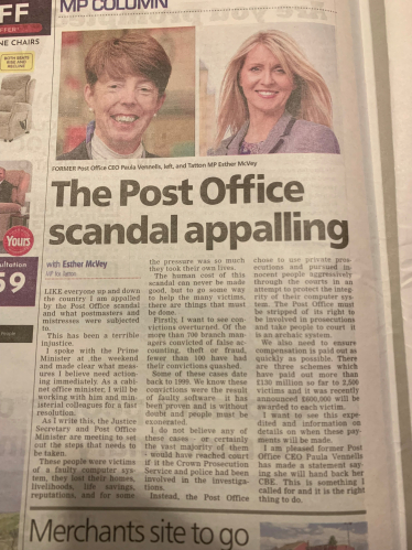 Esther McVey MP writing in the Knutsford Guardian